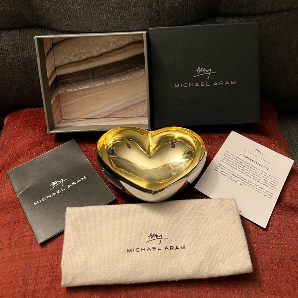 Michael Aram Gold Tone Heart Accent Dish Decoration